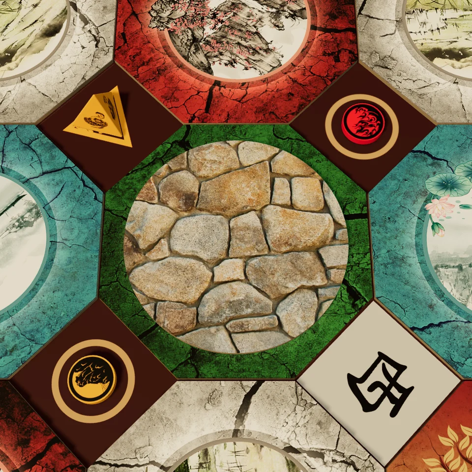 Circular wall face on a terrain octagon, with the seasonal border visible around it